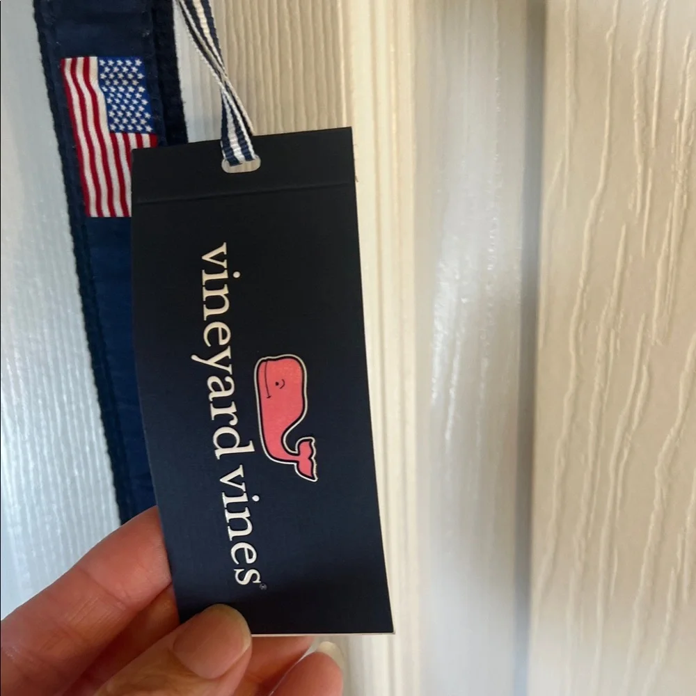 Navy and Brown Men's Bag Strap